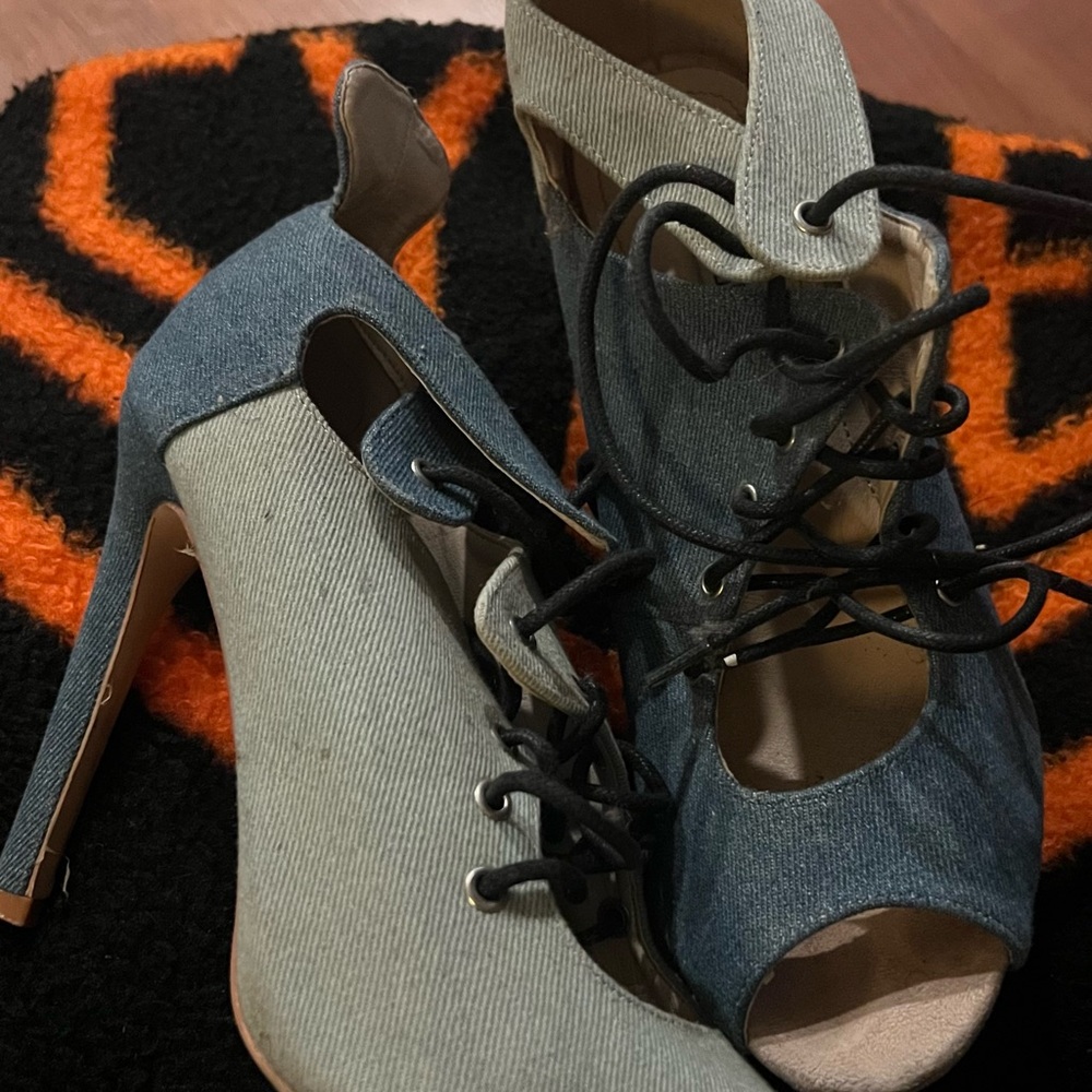 Cape Robbin Denim Lace-Up Heels